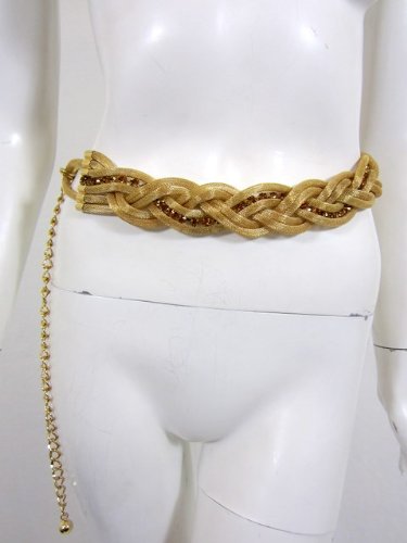 Raina womens venetian gold braided rhinestoned 