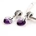 925 Sterling Silver Ring Shape Dangle with Purple Heart Cz Bead for Pandora, Biagi, Chamilia, Troll and More Bracelets