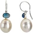 14K White Gold Paspaley South Sea Cultured Pearl and London Blue Topaz Earrings - 11.00mm