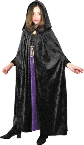 CHILD One Size (approx 47), Black Crushed Panne  Velvet Costume Cloak