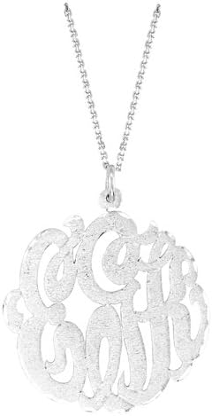 monogram Necklace Personalized 35mm Sterling Silver or Gold Plated Silver Large