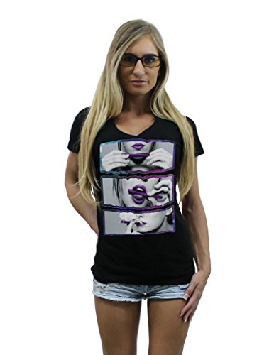 Shop4Ever® Blunt Roll Galaxy Women V Neck T Shirt Marijuana Clothing SLIM FIT