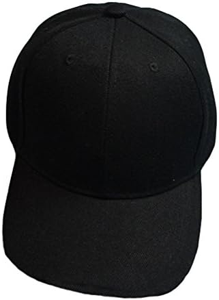 Baseball Cap Blank Solid Color Velcro Closure Adjustable Plain Hat (All Color) (Black)