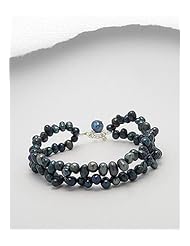 Tahiti (Dyed) Fresh Water Pearl Bracelet In 92.5 Sterling Silver