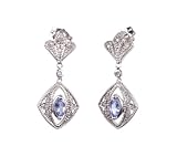 10k White Gold Tanzanite Estate Look Dangle Earrings