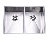 29 Inch - Zero Radius Design 16 Gauge Stainless Steel 50/50 Undermount Double Bowl Kitchen Sink