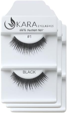KARA 100% Natural Human Hair Hand Crafted Eyelashes Short, Medium, Long 3Pairs