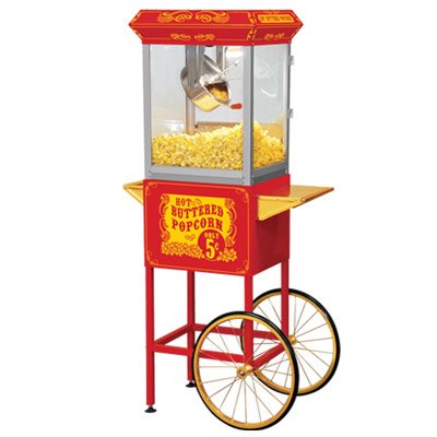 "Funtime FT860CR Antique Carnival-Style 8-Ounce Hot-Oil Popcorn Popper with Cart, Red"