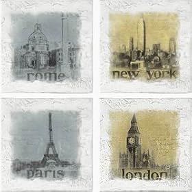 Four Ambiance Romantic Cities Assorted Set Coasters - Style AECLH1 by Thirstystone