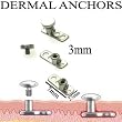 316L Surgical Steel Surface Anchors with Flat End, 3mm - Sold as a Pair