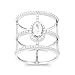Sterling Silver CZ Oval & Bars Design Long Ring