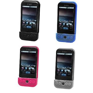Premium Silicone Soft Rubber Case Cover + Custom Fit LCD Screen Protector for HTC G1 Google Android Phone (Choose from Black, Hot Pink, Blue, Clear)