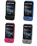 Premium Silicone Soft Rubber Case Cover + Custom Fit LCD Screen Protector for HTC G1 Google Android Phone (Choose from Black, Hot Pink, Blue, Clear)