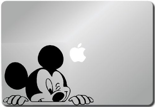 Macbook Decal-Mickey Mouse Winking-Black-Sticker Decal-Decorative Laptop Cover
