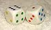 Rare Vintage Multi Colored Dots Opaque French Bakelite Dice Pair photo