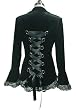 Gothic Victorian Vampire Black Velvet Lace Trim Jacket M