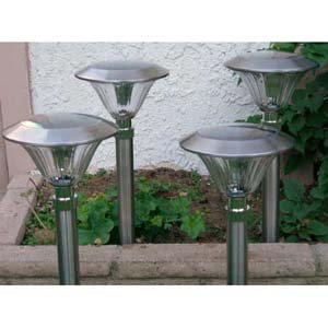 Stainless Steel Solar Jumbo Sierra Lights, Set of 4