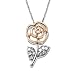 Sterling Silver and 14k Rose-Gold Diamond Flowering Rose Pendant (0.10 cttw, I-J Color, I2-I3 Clarity), 18"
