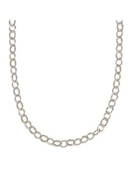 Sterling Silver 20 Inch Polished and Hammered Oval Link Necklace