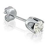 Best Price 14K White Gold Round Single Diamond Stud Earring (1/5ct J/K I2)