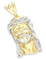 14K YELLOW and WHITE GOLD JESUS FACE CHARM PENDANT NR