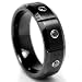 7MM Black Tungsten Carbide Ring Wedding Band W/ .21 Carat Black Diamond Sizes 7 to 12