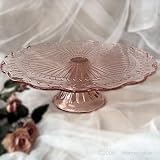Pink Depression Glass Cake Stand