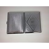 Victorian Style Classic Metallic Silver Color Double Sided King and 100s Cigarette Case Holder and Credit Card RFID Protective Security Wallet (Diamond)