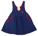 Green Nippers Girls Organic Cotton Dungaree Style Pinafore Short Sleeve Dress (Blue, 3 - 6 Months)