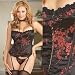 Cherry Blossom Jacquard Corset in Plus Sizes 40 42 44 Black