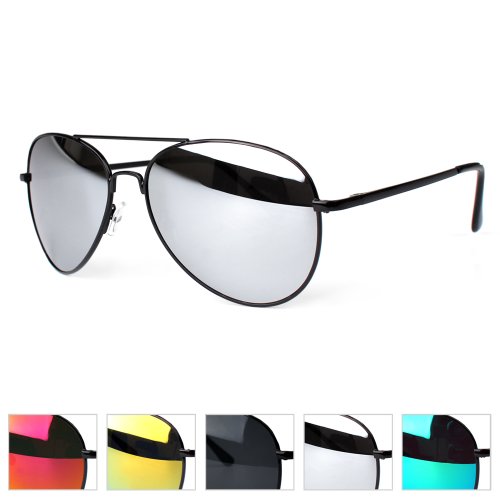 Distressed Sonnenbrille Pilotenbrille Topgun Pornobrille (schwarz-verspiegelt)