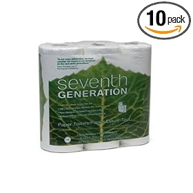 Seventh Generation White Paper Towels, 112-Sheet Rolls, 2-Ply Sheets, 3-Count Packages (Pack of 10) [Amazon Frustration-Free Packaging]