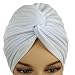 PURE WHITE BUNCH PLEATED TURBAN HAT HEAD COVER SUN CAP
