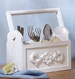 Colonial White Wood Kitchen Cutlery Caddy Organizer