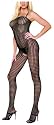 Leg Ave Women's Seamless Crochet Open Crotch Bodystocking-Style #8300, Black
