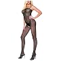 Leg Ave Women's Seamless Crochet Open Crotch Bodystocking-Style #8300, Black