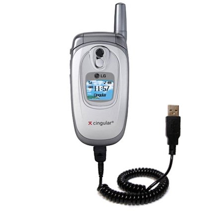 Coiled USB Cable for the LG C2000 with Power Hot Sync and Charge capabilities - uses Gomadic TipExchange Technology