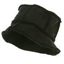 Faux Suede Seamed Bucket Hat - Black