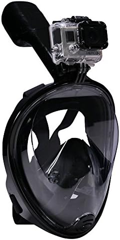 180°Easybreath Snorkeling Mask for Kids Adults-Oliup Dry Full Face Diving Mask for Action Camera with Anti-fog and Anti-leak Technology (Black, Small/Medium)
