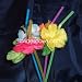Luau Simulated Silk Orchid Flower Flex Straws-Hawaiian Party (12)