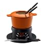 Rachael Ray Cast Iron 1-1/2-Quart Fondue Set, Orange