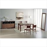 Stark 5 Piece Dining Room Set with Black Glass Center Insert and Walnut Fra ....