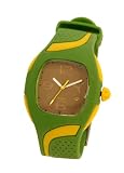 Image of Puma Energy Gents Silver Dial Green and Yellow Rubber Strap Watch