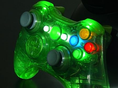 Clear Green XCM LED Lighted Xbox 360 Wireless Controller Shell (custom mod)