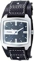 Fossil Herren-Armbanduhr Analog Leder schwarz Trend JR9991