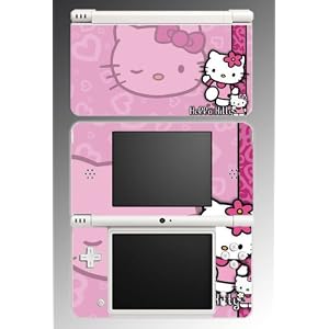 Cute Kitty Pink Hearts Game Skin #2 for Nintendo DSi XL