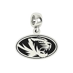 Missouri Tigers MIZZOU Sterling Silver Logo Dangle Charm Fits All Pandora Style Charm Bracelets.