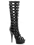 Black Knee High Strappy Gladiator Platform Sandal - 9