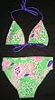 Girls 7-16 2-piece Swimwear Triangle Top Bikini Lime/Pink Floral