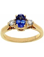 14K Yellow Gold Tanzanite and Diamond Ring -- LIFETIME WARRANTY
